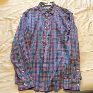 100% Cotton Plaid Faherty Button Up Shirt - M